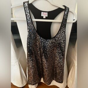 Never Worn Parker Sequin Black and Silver  Tank Top